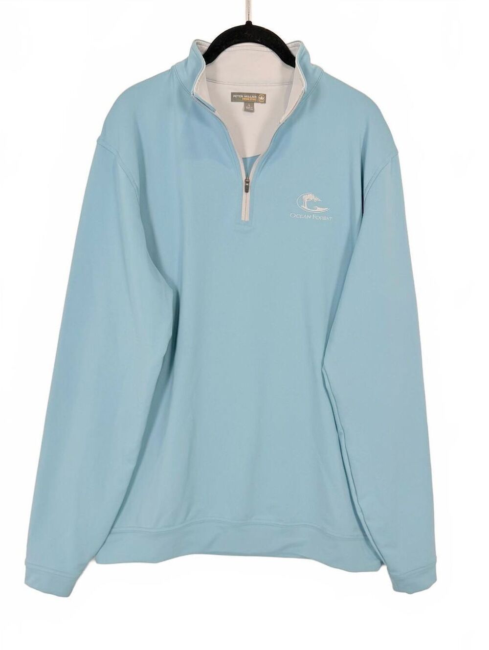 Peter Millar Crown Sport Perth Performance Ocean Forest Quarter Zip Men's Large